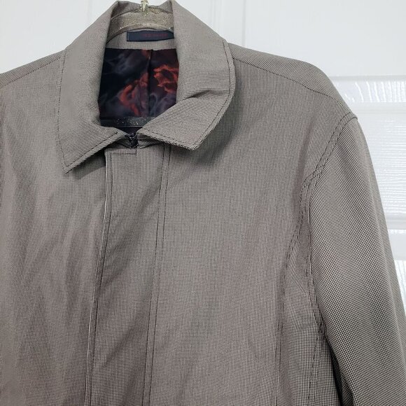 Ted Baker Endurance Trench Coat Mens Size 38 Micro Houndstooth Cotton Blend - Picture 2 of 16